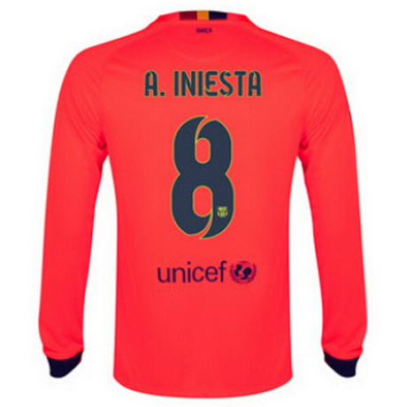 Camisetas A.Iniesta del Barcelona ML Segunda 2014-2015 baratas