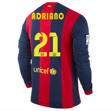 Camisetas Adriano del Barcelona ML Primera 2014-2015 baratas