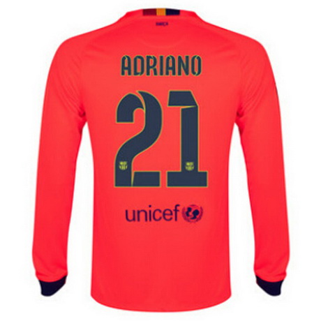 Camisetas Adriano del Barcelona ML Segunda 2014-2015 baratas