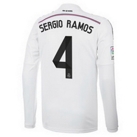 Camisetas SERGIO RAMOS del Real Madrid ML Primera 2014-2015 baratas